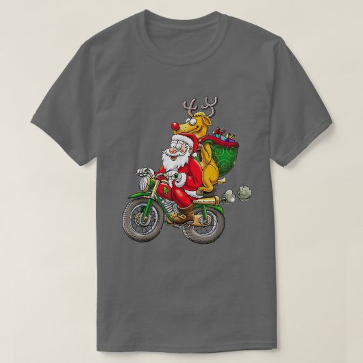 おもしろいクリスマスマウンテンバイクサンタクロースサイクリング Tシャツ (デザイン正面)