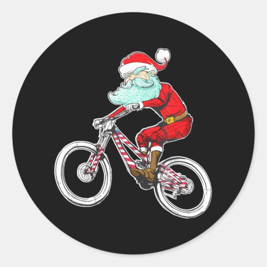 おもしろいクリスマスマウンテンバイクサンタクロースMTB ラウンドシール (正面)