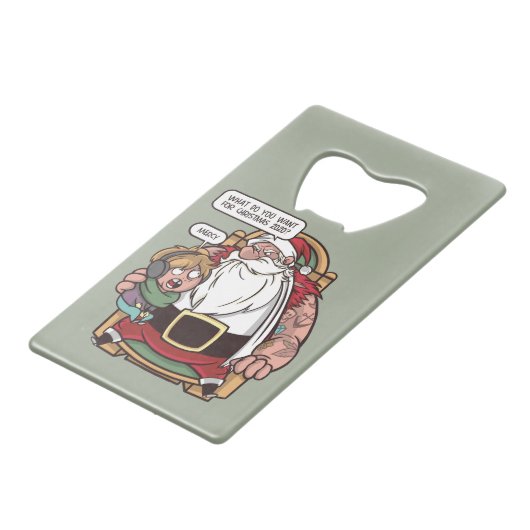 おもしろいクリスマスミーム2020サンタ頼ズ クレジットカード栓抜き (正面アングル)