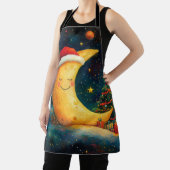 おもしろいクリスマスムーン銀河系お祝い エプロン (インサイチュ)