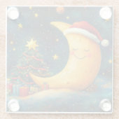 おもしろいクリスマスムーン銀河系お祝い ガラスコースター (裏面)