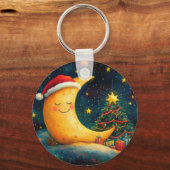 おもしろいクリスマスムーン銀河系お祝い キーホルダー (裏面)
