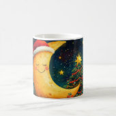 おもしろいクリスマスムーン銀河系お祝い コーヒーマグカップ (中央)