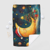 おもしろいクリスマスムーン銀河系お祝い ゴルフタオル (インサイチュ)