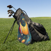 おもしろいクリスマスムーン銀河系お祝い ゴルフタオル (グリーン)