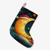 おもしろいクリスマスムーン銀河系お祝い スモールクリスマスストッキング (正面 (吊り時))