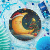 おもしろいクリスマスムーン銀河系お祝い ペーパープレート (パーティー)