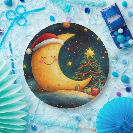 おもしろいクリスマスムーン銀河系お祝い ペーパープレート (パーティー)