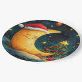 おもしろいクリスマスムーン銀河系お祝い ペーパープレート (アングル)