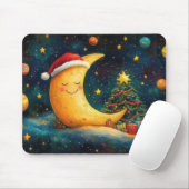 おもしろいクリスマスムーン銀河系お祝い マウスパッド (マウス)