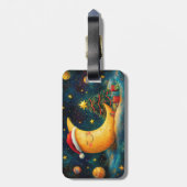 おもしろいクリスマスムーン銀河系お祝い ラゲッジタグ (裏面縦)