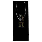 おもしろいクリスマスメッセージ金ゴールド&ホワイトタイポグラフィ ワインギフトバッグ (裏面)