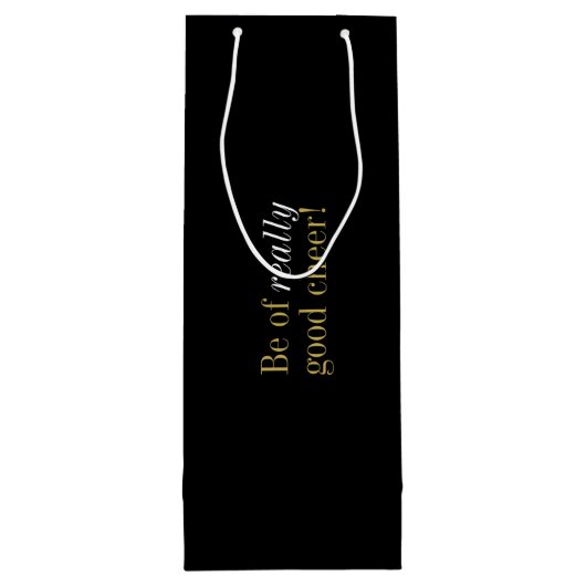 おもしろいクリスマスメッセージ金ゴールド&ホワイトタイポグラフィ ワインギフトバッグ (裏面)