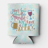 おもしろいクリスマスメルロワインビアユーモアタイポグラフィ 缶クーラー (正面)