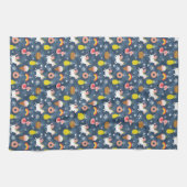 おもしろいクリスマスユニコーンとフラミンゴスパターン キッチンタオル (横)