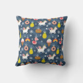 おもしろいクリスマスユニコーンとフラミンゴスパターン クッション (裏面)