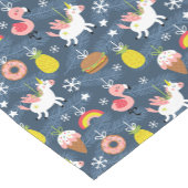 おもしろいクリスマスユニコーンとフラミンゴスパターン ショートテーブルランナー (コーナー)