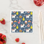 おもしろいクリスマスユニコーンとフラミンゴスパターン スタンダードカクテルナプキン (インサイチュ)