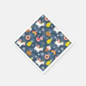 おもしろいクリスマスユニコーンとフラミンゴスパターン スタンダードカクテルナプキン (角)