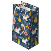 おもしろいクリスマスユニコーンとフラミンゴスパターン スモールペーパーバッグ (裏面アングル)
