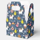 おもしろいクリスマスユニコーンとフラミンゴスパターン フェイバーボックス (オープン)