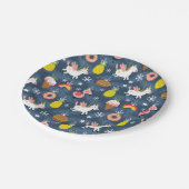 おもしろいクリスマスユニコーンとフラミンゴスパターン ペーパープレート (アングル)