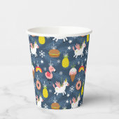 おもしろいクリスマスユニコーンとフラミンゴスパターン 紙コップ (左)