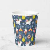 おもしろいクリスマスユニコーンとフラミンゴスパターン 紙コップ (右)