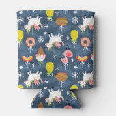 おもしろいクリスマスユニコーンとフラミンゴスパターン 缶クーラー (裏面)