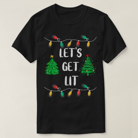 おもしろいクリスマスライトを点灯 Tシャツ (デザイン正面)