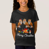 おもしろいクリスマスライトクリスマスパジャマキツネ動物Lov Tシャツ (正面)