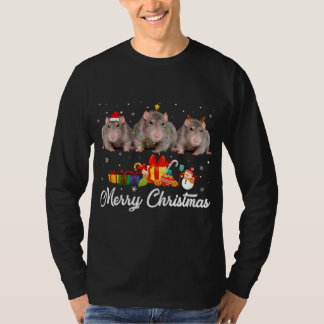 おもしろいクリスマスライトクリスマスパジャマラット動物の値リスト Tシャツ