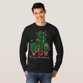 おもしろいクリスマスライトサボテンSanta Hat Cactus Lov Tシャツ (正面フル)