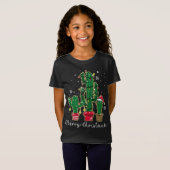 おもしろいクリスマスライトサボテンSanta Hat Cactus Lov Tシャツ (正面フル)