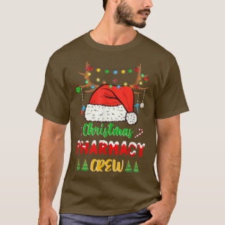 おもしろいクリスマスライト薬局クルーReindeer Sant Tシャツ
