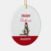 おもしろいクリスマスラクーンサンタハットクリスマスライトクリスマス セラミックオーナメント (右)