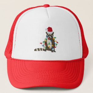 おもしろいクリスマスラクーンサンタハットクリスマス灯 キャップ