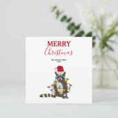 おもしろいクリスマスラクーンサンタハットクリスマス灯 シーズンカード (スタンド正面)