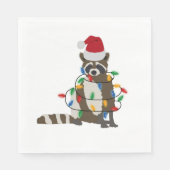 おもしろいクリスマスラクーンサンタハットクリスマス灯 スタンダードランチョンナプキン (正面)