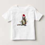 おもしろいクリスマスラクーンサンタハットクリスマス灯 トドラーTシャツ (正面)
