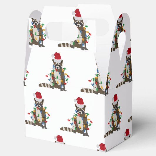 おもしろいクリスマスラクーンサンタハットクリスマス灯 フェイバーボックス (オープン)