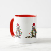 おもしろいクリスマスラクーンサンタハットクリスマス灯 マグカップ (正面左)