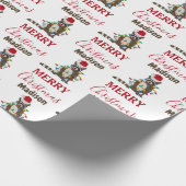 おもしろいクリスマスラクーンサンタハットクリスマス灯 ラッピングペーパー (角)