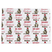 おもしろいクリスマスラクーンサンタハットクリスマス灯 ラージペーパーバッグ (裏面)