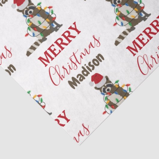 おもしろいクリスマスラクーンサンタハットクリスマス灯 薄葉紙 (詳細)