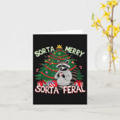 おもしろいクリスマスラクーンソータメリーソルタサンタフェ カード (黄色い花)