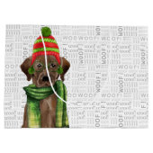 おもしろいクリスマスラブラドール犬 ラージペーパーバッグ (裏面)