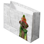 おもしろいクリスマスラブラドール犬 ラージペーパーバッグ (正面アングル)