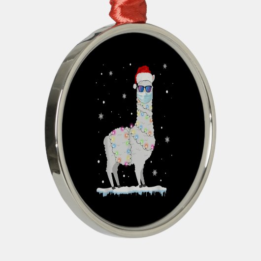 おもしろいクリスマスラママスク2020クリスマスファミリーパジャマ メタルオーナメント (右)