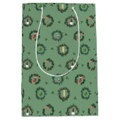 おもしろいクリスマスリースオン緑 ミディアムペーパーバッグ (正面)
